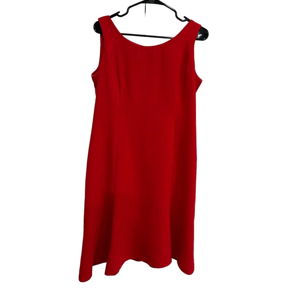 R&K Originals Red A Line Sleeveless Midi Dress Womens Sz 14